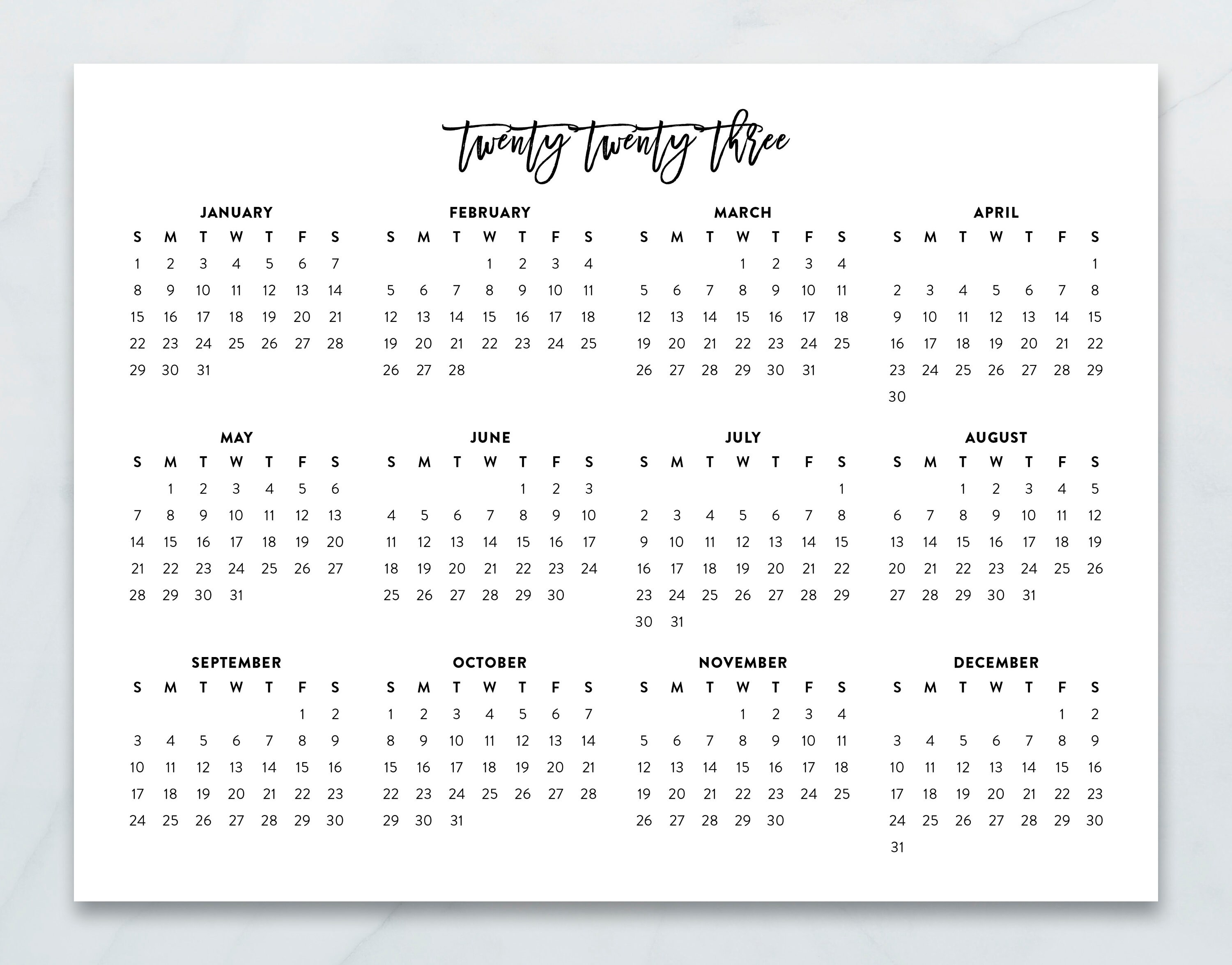 2023 Minimalist Printable Calendar 2023 Planner 2023 Etsy Canada