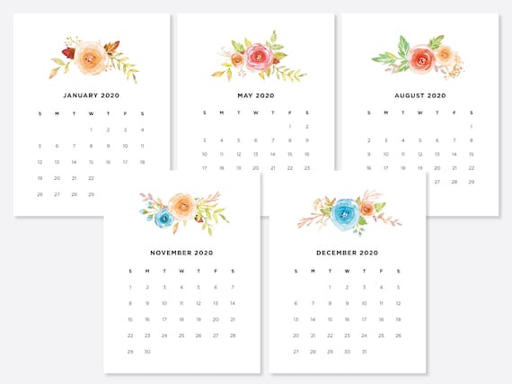 2020 Desk Calendar Printable Monthly Calendar 2020 Etsy
