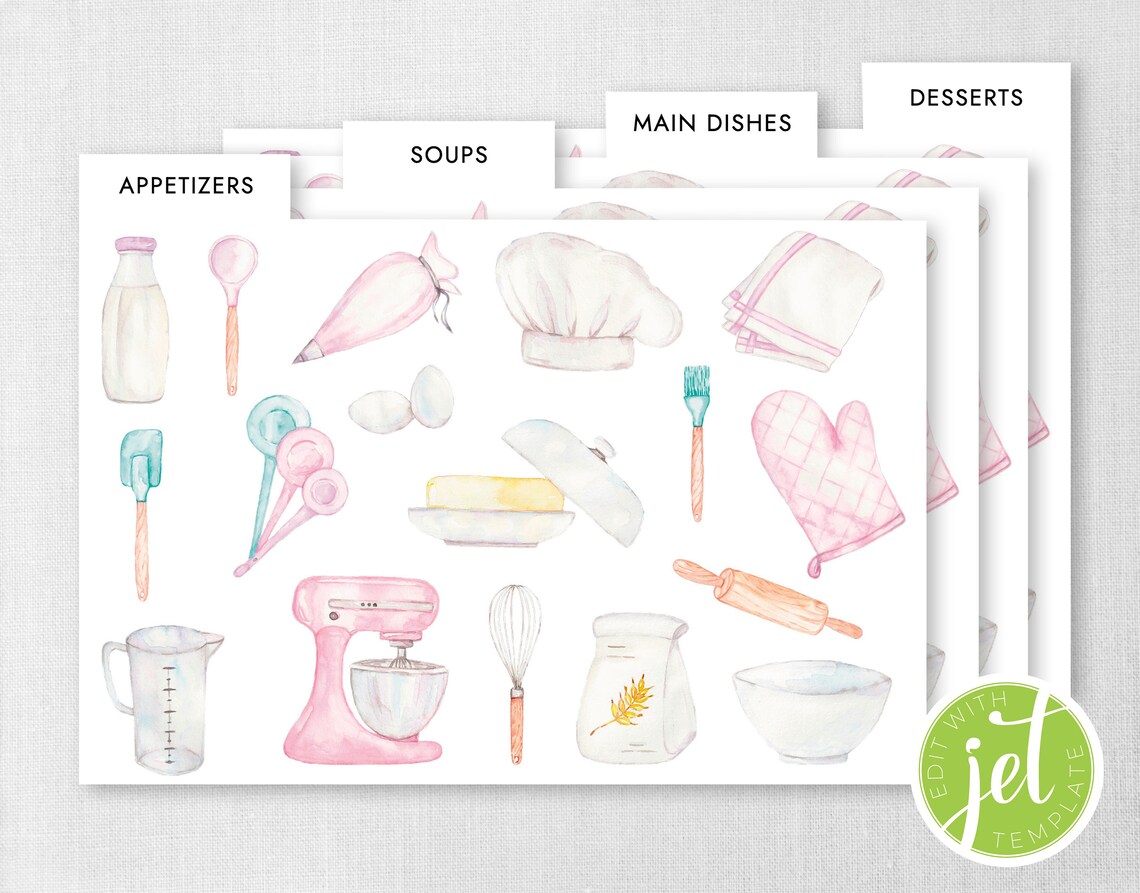 Editable Recipe Card Dividers 4x6 and 5x7 Recipe Card Etsy