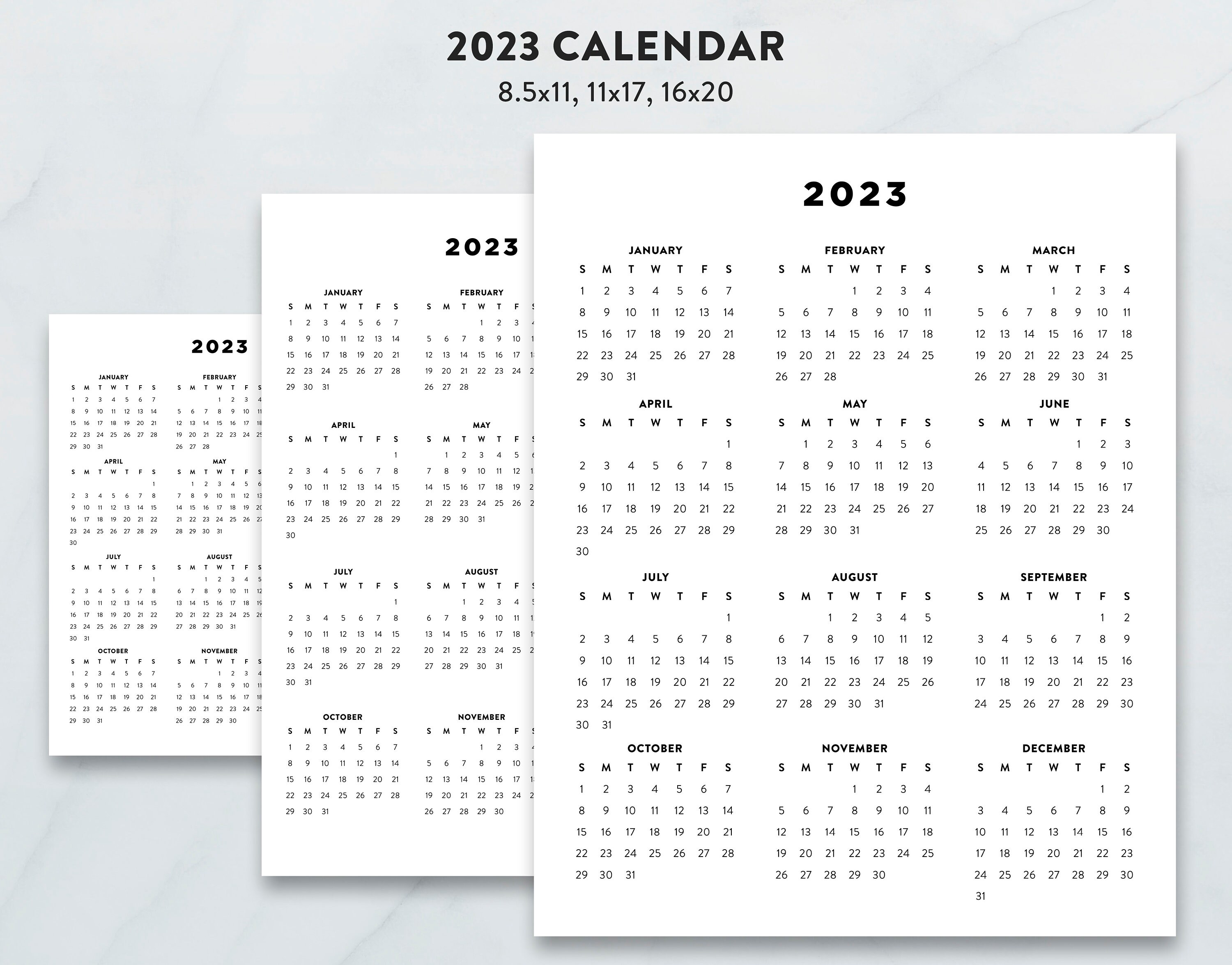 2023 Calendar Etsy 2023 Minimalist Printable Calendars 2023 Simple Calendar Etsy India
