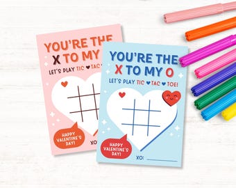 Tic Tac Toe Valentine Card, Classroom Valentine Printable Game, School Valentine, XO Kids Tag, Instant Download, Valentine's Day Activity
