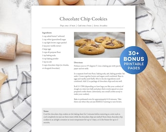 Redigerbar receptmall, utskrivbar receptsida, klassisk receptmall, MS Word, Apple Pages, Google Dokument, Canva-receptmall, enkel