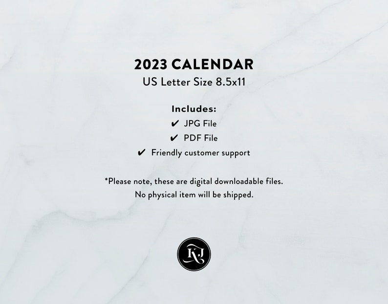2023 Minimalist Letter Printable Calendar 2023 Simple image 4