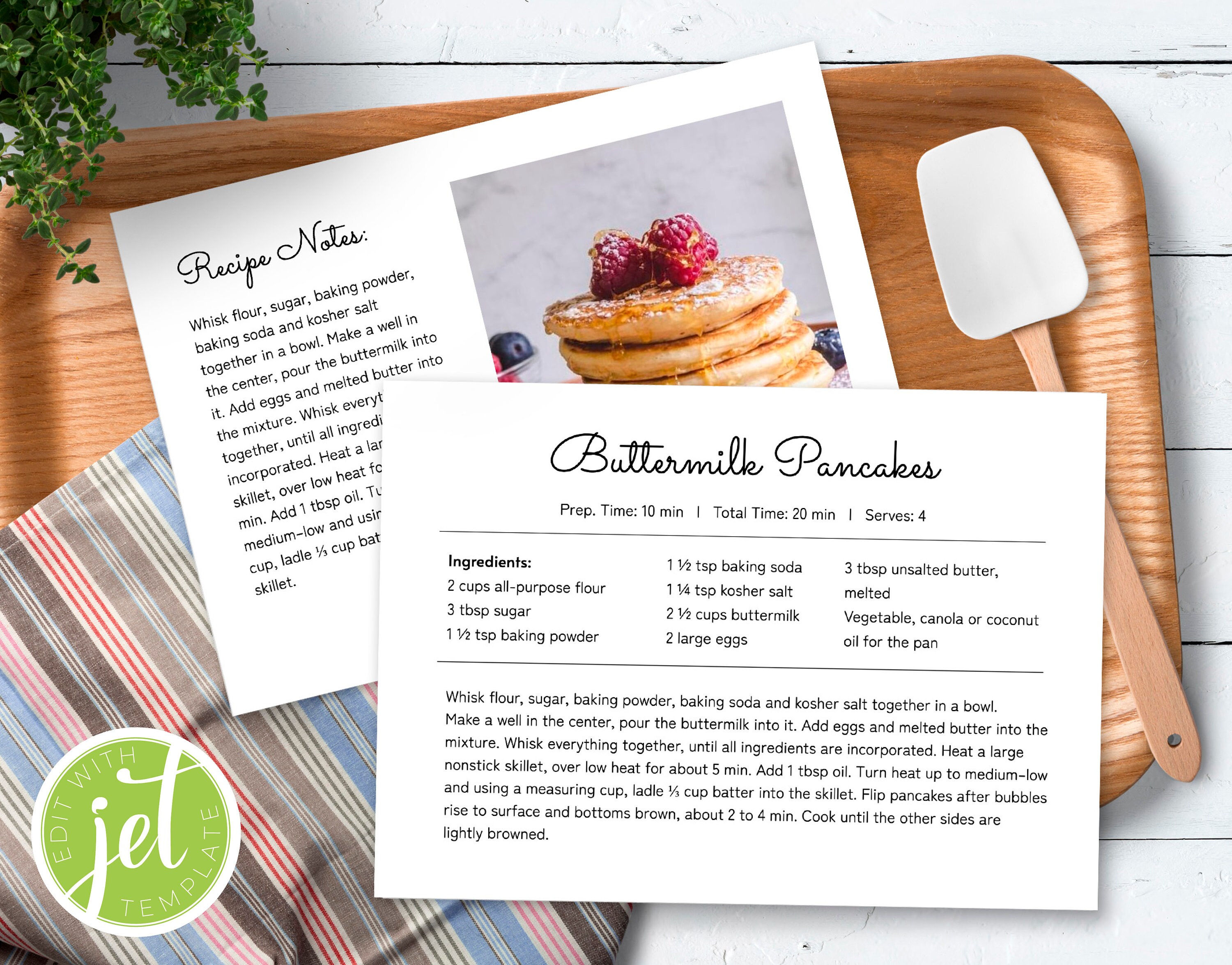 Editable Recipe Card 4x6 and 5x7 Printable Recipe Cards Etsy