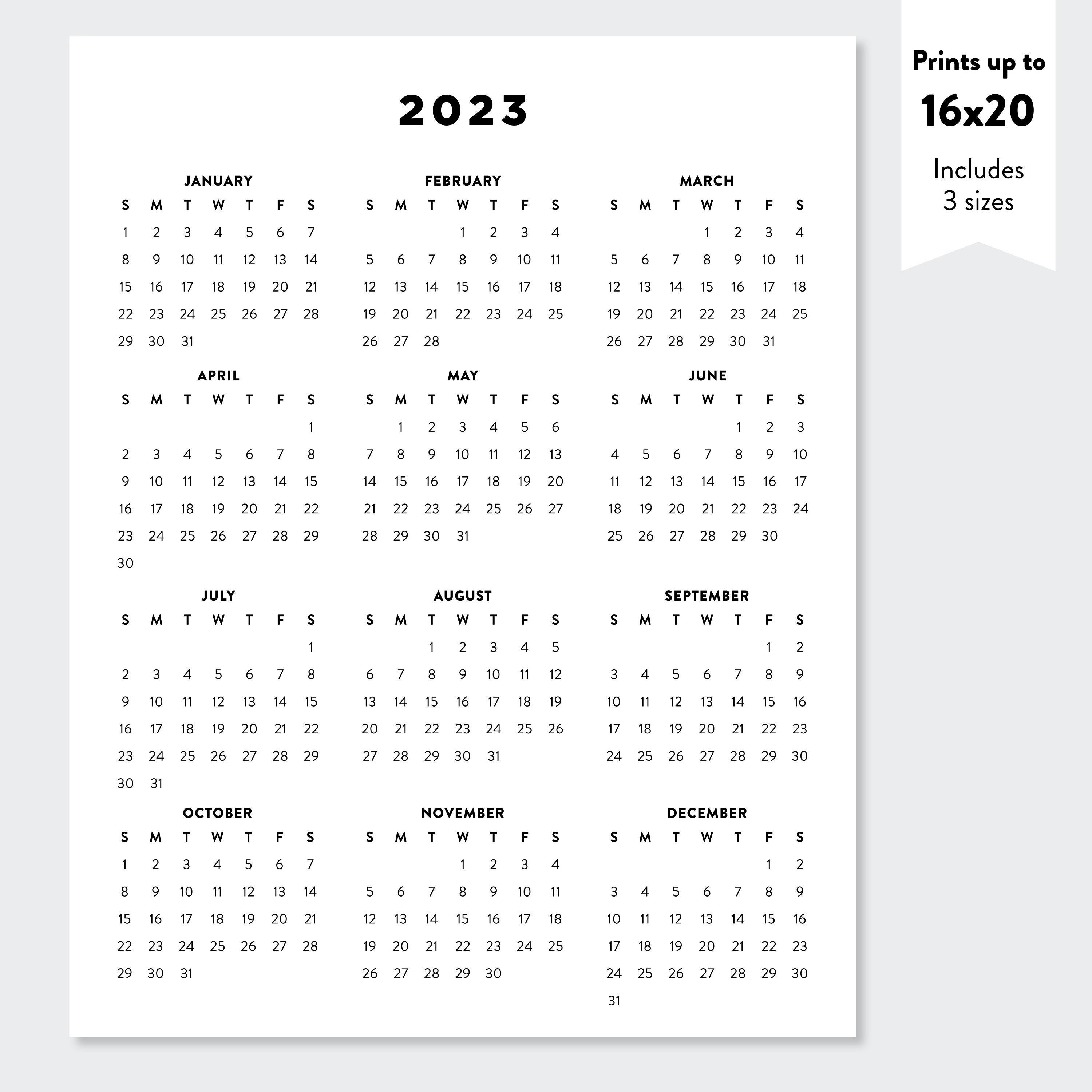 2023 Minimalist Printable Calendars 2023 Simple Planner 2023 Etsy