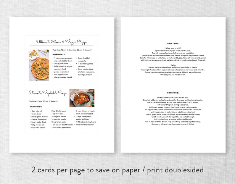 4x6 and 5x7 Recipe Card Template, Recipe Card MS Word Template, Printable Recipe Cards, Recipe Page, Editable Recipe Cards and Dividers image 6