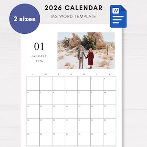 Editable 2026 Calendar Ms Word - Etsy