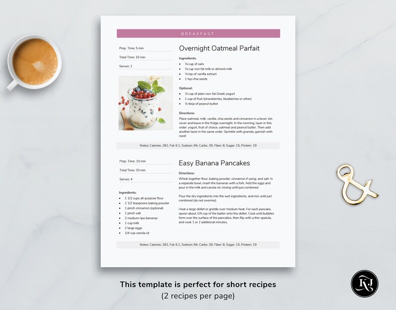 Editable Recipe Word Template Google Docs Mac Pages Etsy
