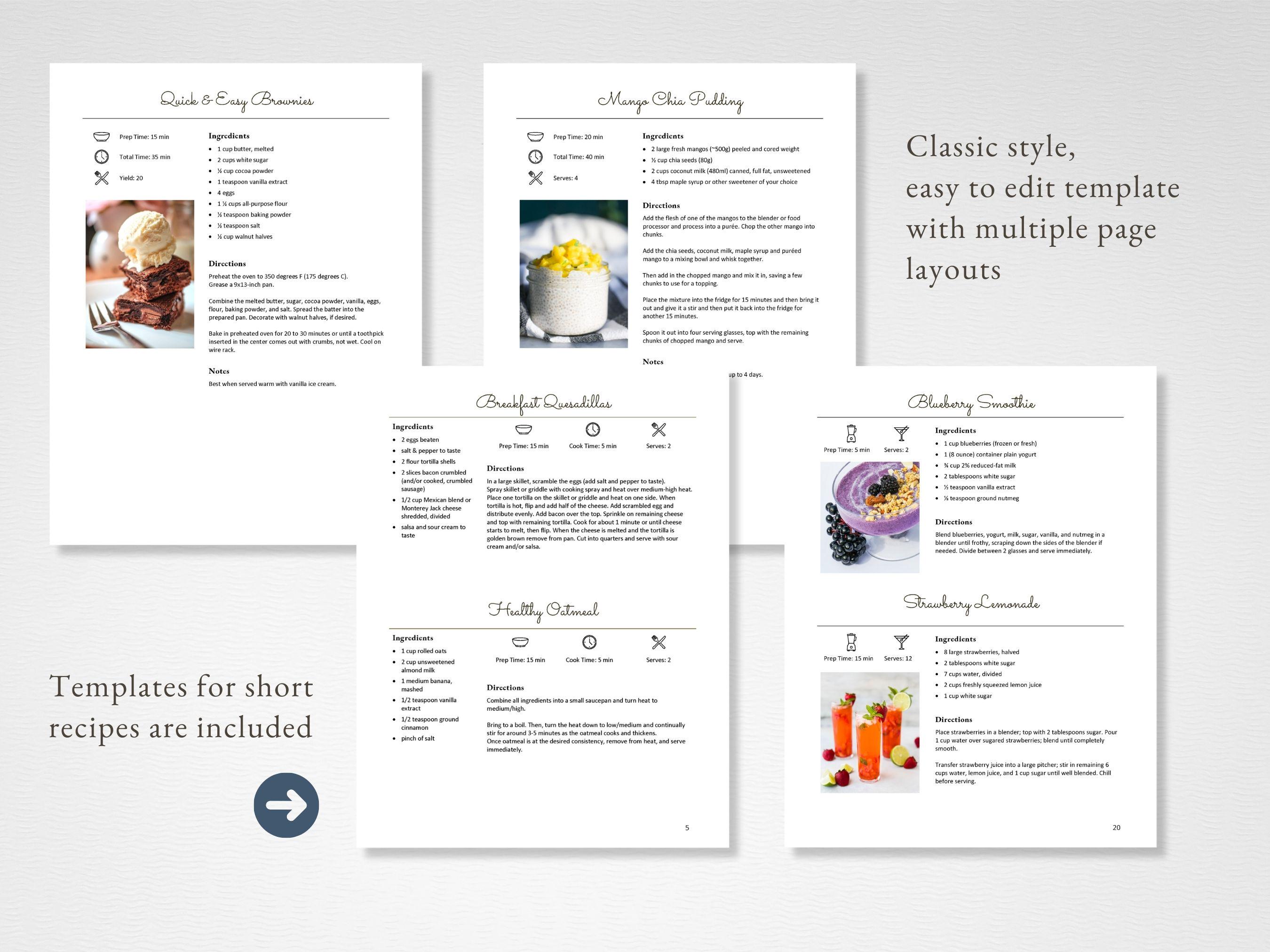 Editable MS Word Cookbook Template, Printable Recipe Binder Kit ...