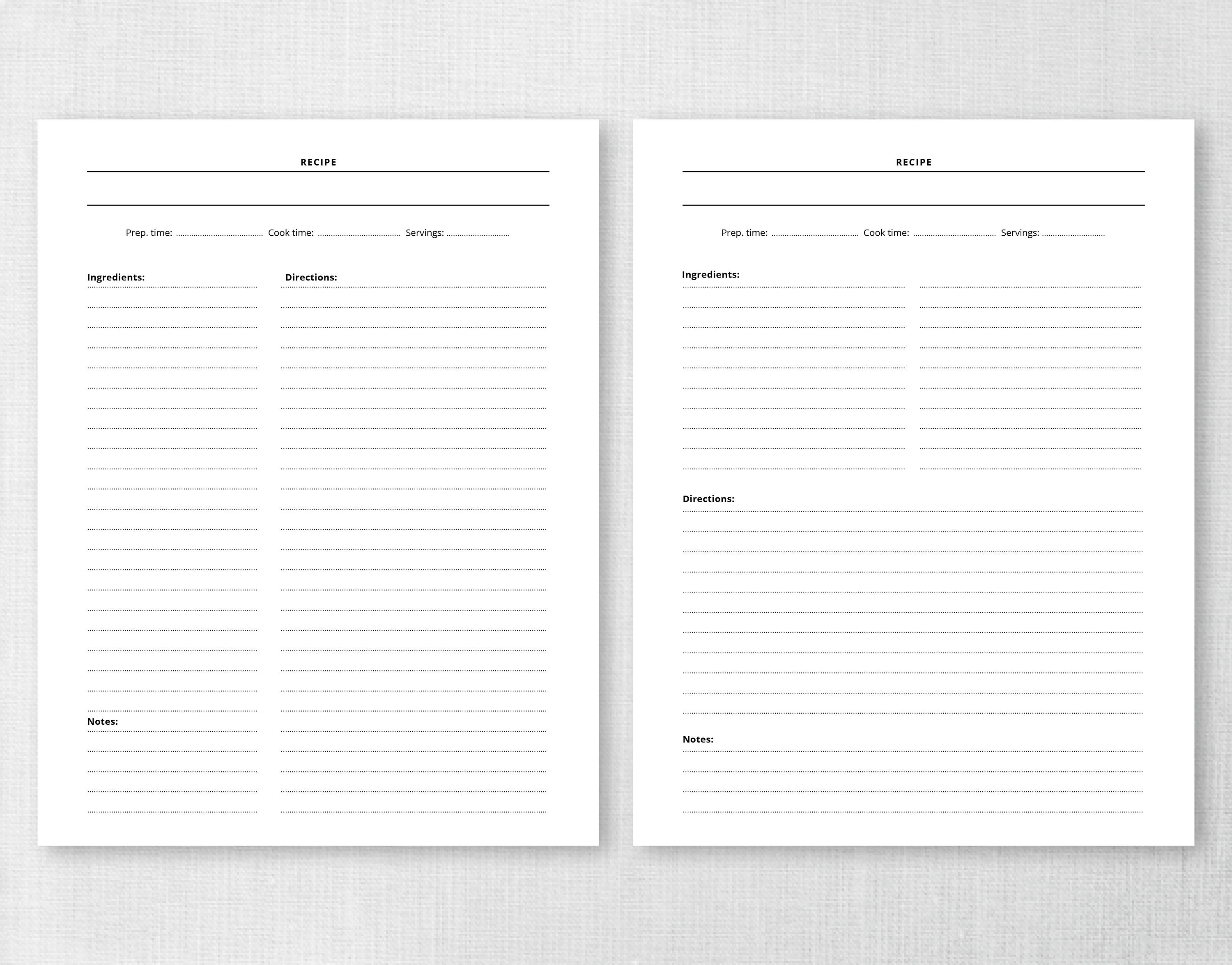 Lined Recipe Cards - Etsy
