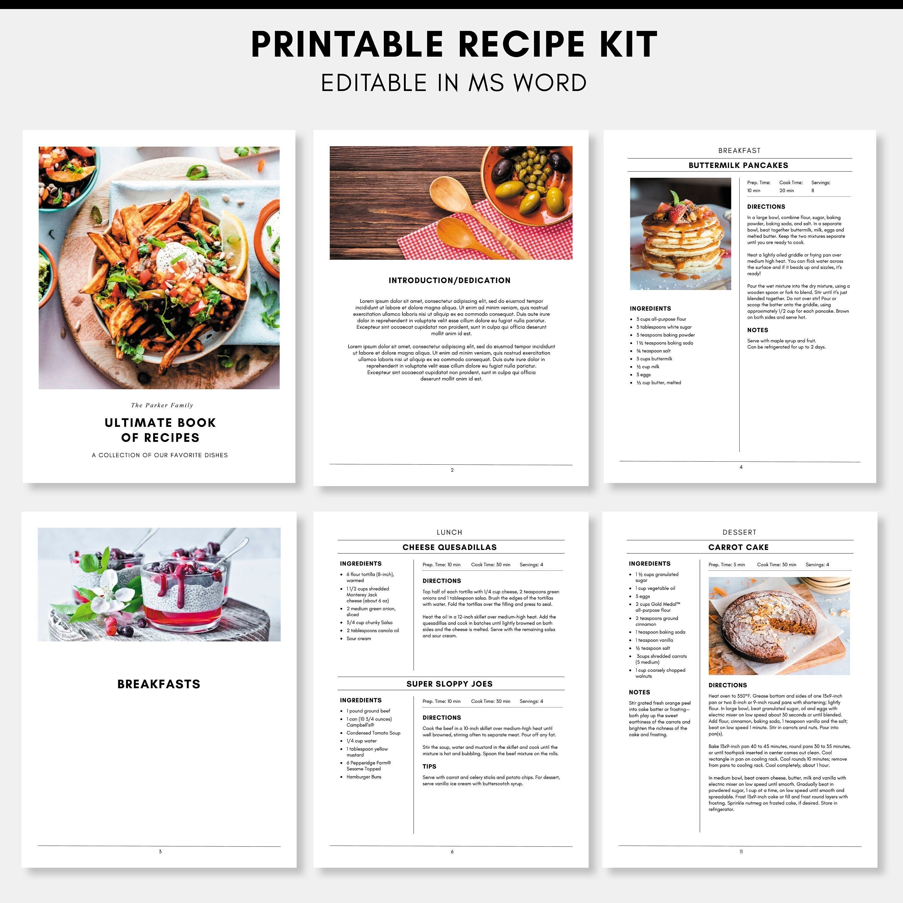 Printable Mini Recipe Book Template Orange Mixer Recipe Binder Template