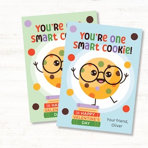 Du bist ein Smart Cookie, druckbare Valentinskarte, bearbeitbare Kinderklassenzimmer Valentine, niedliche Schule Valentine, Keks, Lehrer Valentine, DIY