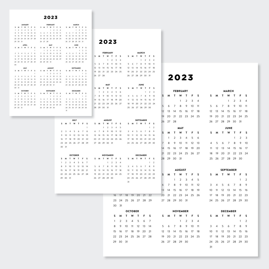 2023 Minimalist Printable Calendars 2023 Simple Planner 2023 Etsy