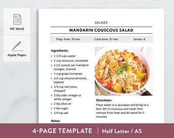 Ms Word Cookbook Template Etsy Ms Word Cookbook Template Etsy