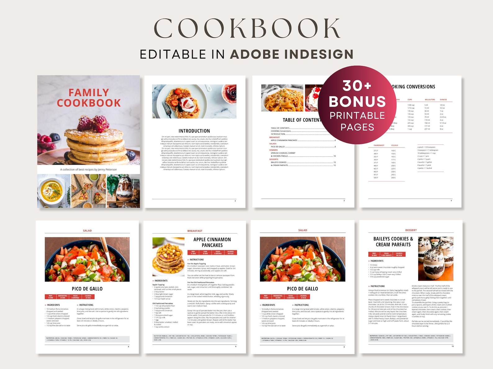 Recipe Header Indesign Indesign Recipe Template, Editable Adobe Indesign Recipe Book ...