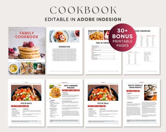 InDesign Recipe Template, Editable Adobe InDesign Recipe Book, Printable Cookbook, DIY Recipe Binder, Editable Cookbook Pages, InDesign File