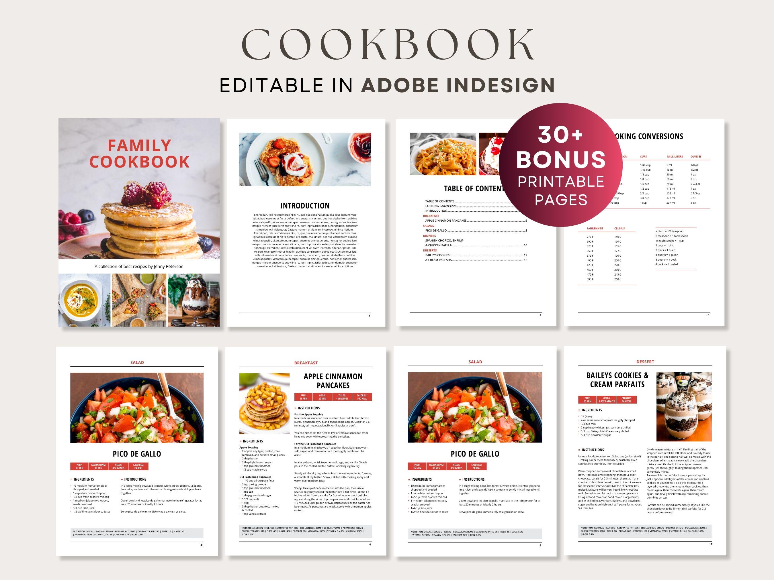 Recipe Header Indesign Indesign Recipe Template, Editable Adobe Indesign Recipe Book ...
