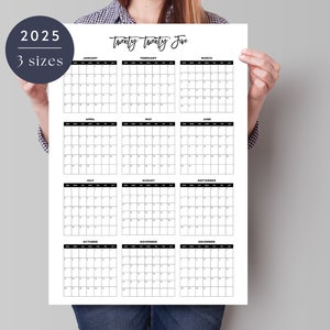 2025 Calendar, 2025 Printable Large Wall Calendar, 2025 Planner, Big Vertical Calendar, Digital Office Planner, Instant Download