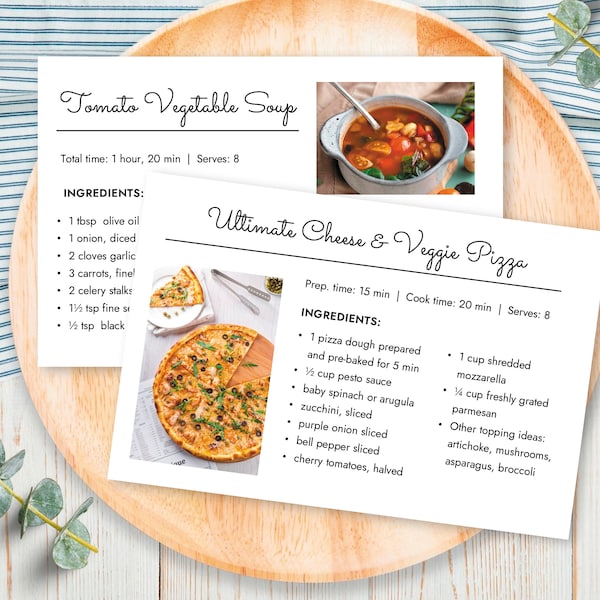 4x6 and 5x7 Recipe Card Template, Recipe Card MS Word Template, Printable Recipe Cards, Recipe Page, Editable Recipe Cards and Dividers