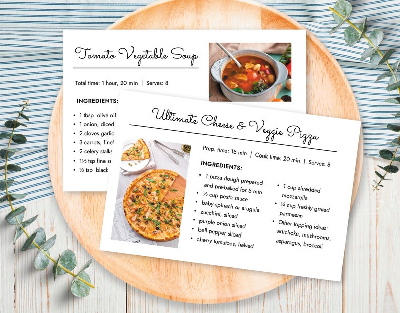 4x6 and 5x7 Recipe Card Template, Recipe Card MS Word Template, Printable Recipe Cards, Recipe Page, Editable Recipe Cards and Dividers image 1