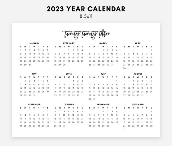 2023 Calendar 8 5 X 11 2023 Minimalist Printable Calendar 2023 Planner 2023 | Etsy Ireland