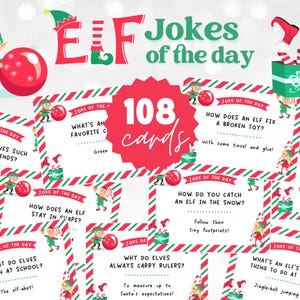 Blagues elfes imprimables du jour, notes elfes drôles pour les enfants, cartes d'activités elfes, cartes elfes de Noël, téléchargement numérique, blagues elfes sur l'étagère