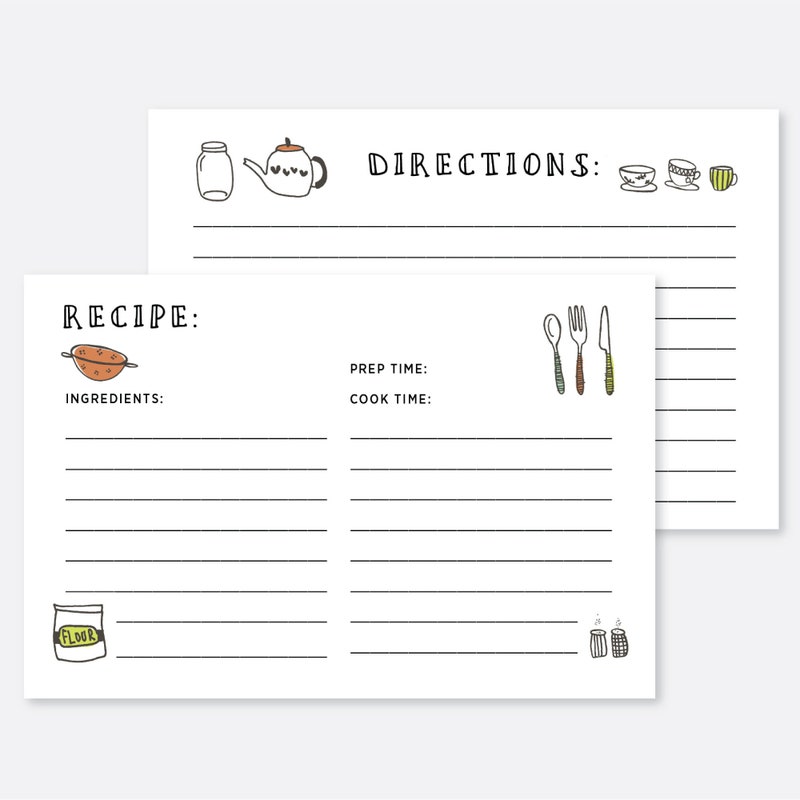 Printable Recipe Cards - Etsy