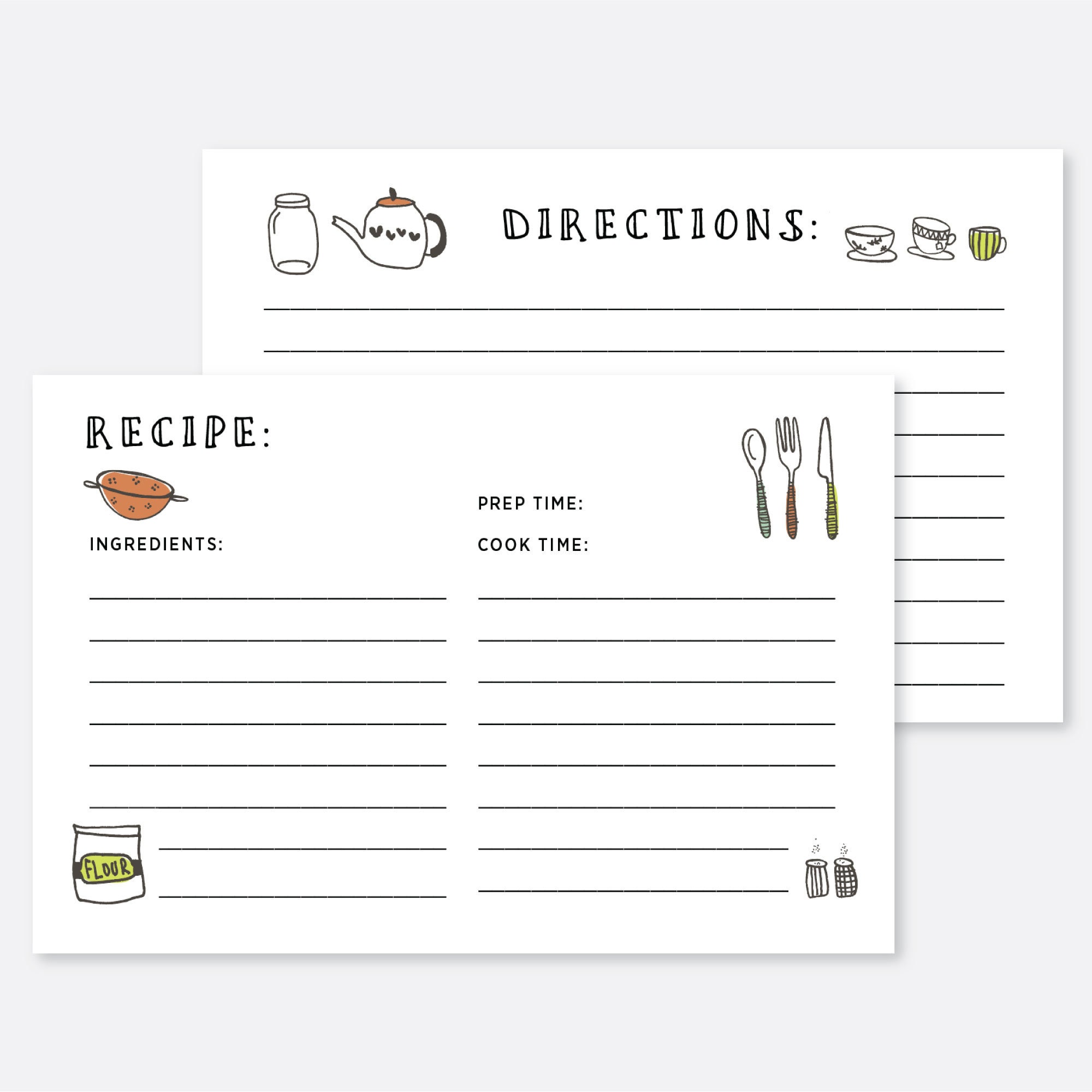 Printable Recipe Card Recipe Card Template 4x6 Kitchen - Etsy