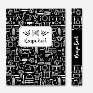 Bearbeitbarer Rezeptbuch-Einband und Buchrücken, Küchenbuch-Trennblätter, druckbares Kochbuch-Buch-Set, digitaler Download für Küchenrezepte