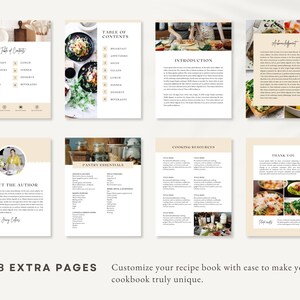 Peut inclure: Un ensemble de huit pages imprimables pour un livre de recettes. Les pages comprennent une table des mati&egrave;res, une introduction, &agrave; propos de l'auteur, les essentiels du garde-manger, les ressources de cuisine, un merci et deux pages avec des photos de nourriture.