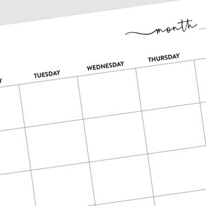 Blank Printable Calendar, Large Wall Calendar, Weekly Planner, 8x11 ...