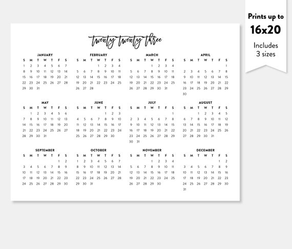 Calendrier 2023 Numbers Mac 2023 Printable Minimalist Calendar 2023 Year Planners 2023 | Etsy Canada