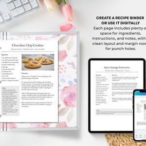 Modello di ricetta per MS Word, Google Docs, Mac Apple Pages, modello di ricettario modificabile, modello di ricetta classica, A4, lettera, modello Canva immagine 5