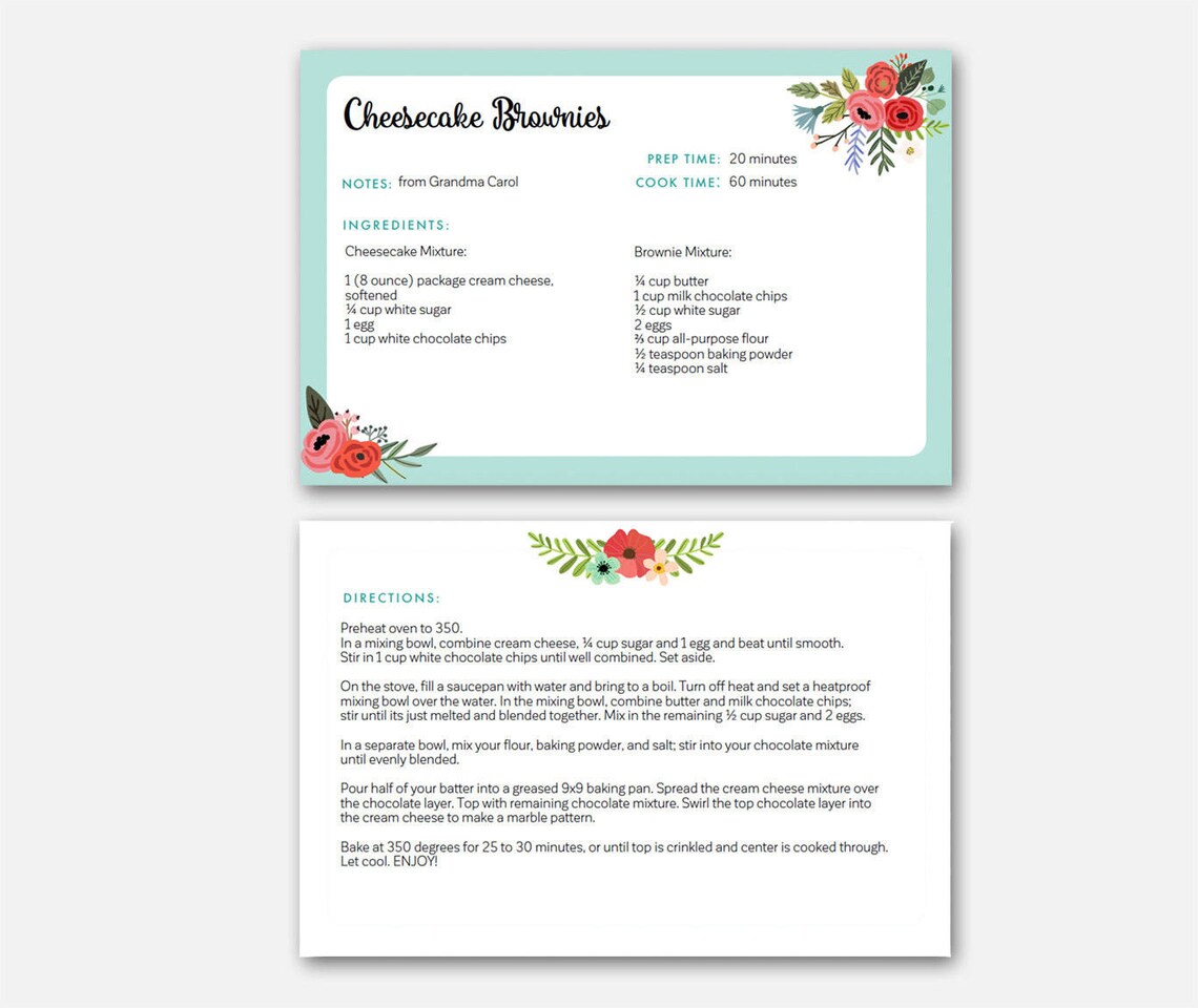 Editable Recipe Card Recipe Dividers Printable Recipe Cards | Etsy