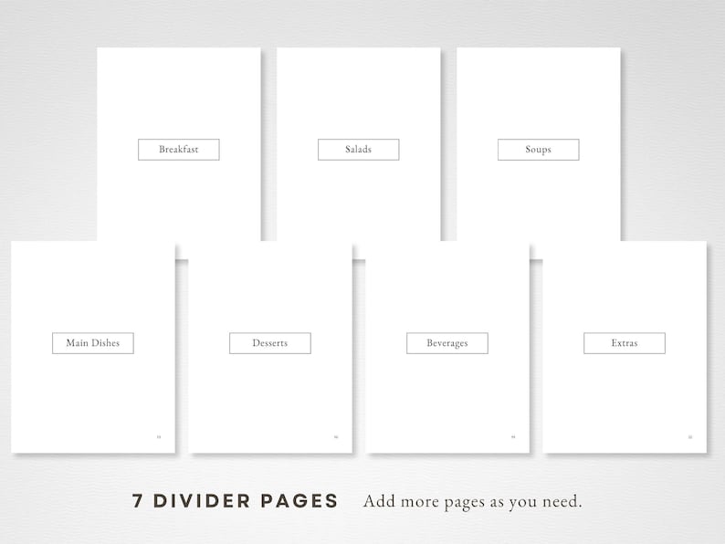 Editable Cookbook MS Word Template Classic Style, Printable Recipe Book Binder Kit, Kitchen Recipe Book Template, Cookbook Pages Template image 5
