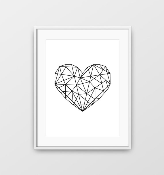 heart print black heart geometric print printable heart modern art geometric heart print minimalist wall art geometric love heart printable heart
