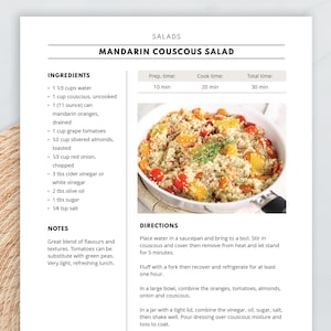 Editable Recipe Template, Printable Recipe Book, Editable Recipe Page, Word, Pages, Google Docs, Simple Recipe Card Template, Bestseller