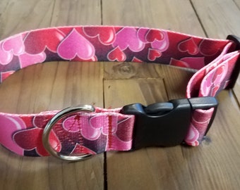 Hearts Dog Collar Free Shipping Large and Extra Large 1.5 Inch wide