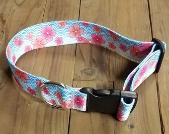 Pink Flower  Dog Collar Free Shipping Large and Extra Large 1.5 inch wide