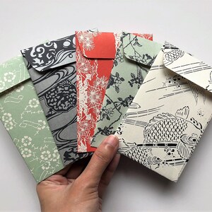 Japanese Nature Motifs Money Envelopeset of 5 for Lunar New - Etsy