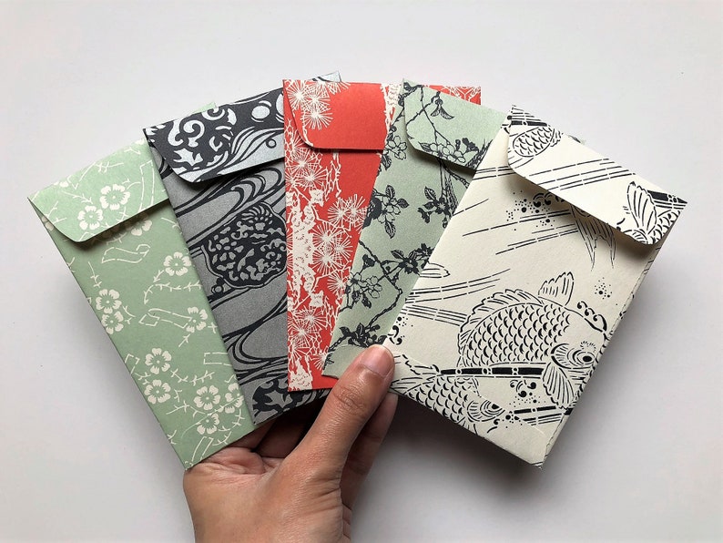 Japanese Nature Motifs Money Envelopeset of 5 for Lunar New - Etsy