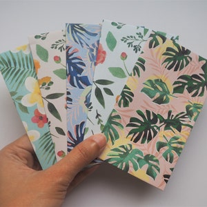 Buste per soldi botaniche contemporanee pastello con felci e monstera - set da 5 dal design alto, per Natale, CNY e scrapbooking