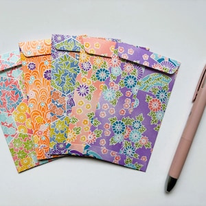 Enveloppes colorées pêche et violettes de grande taille : lot de 5 pour l'Aïd, Noël et CNY