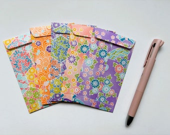 Colourful peach and purple money envelopes in tall size--set of 5 for Eid, Christmas and CNY