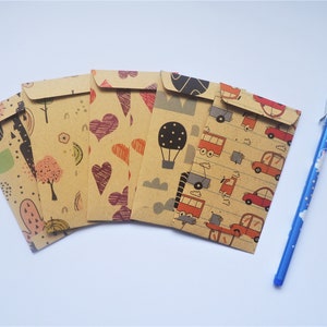 Enveloppes amusantes et colorées en papier kraft pour enfants - lot de 5 pour l'Aïd, Noël, anniversaires
