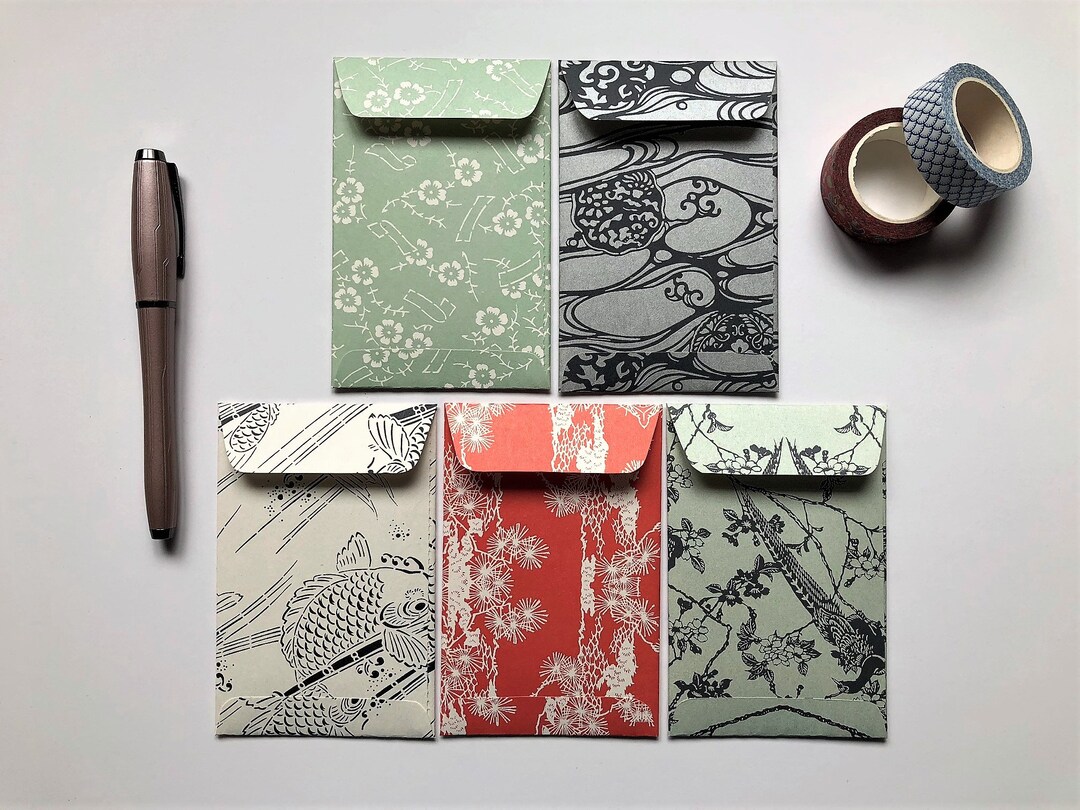 Japanese Nature Motifs Money Envelopeset of 5 for Lunar New - Etsy
