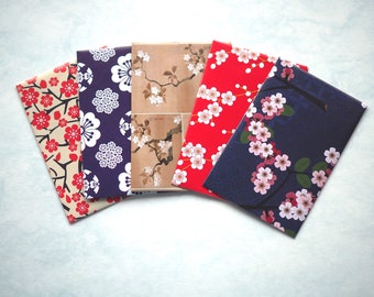 Sobres abstractos con diseño de flores de cerezo para Eid, Navidad y Año Nuevo Chino: juego de 5 unidades de diseño ancho.