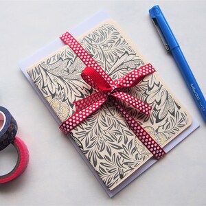 Monochrome leaves card set--set of 4 blank handmade cards with matching lined envelopes