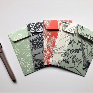 Japanese Nature Motifs Money Envelopeset of 5 for Lunar New - Etsy