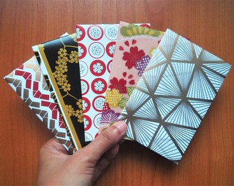 Elegant gold and red abstract and floral money envelopes--set of 5 in wide design for CNY, Christmas and birthdays